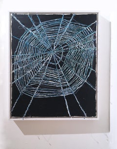 Black and Blue Web, 2020, acrylic, oil, graphite, canvas, black, blue, abstract