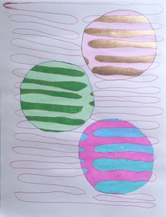 Circle Study, 2020, gel pen, green, abstract, drawing, pink, pattern, blue