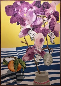 Satsuma and the Orchid, 2020, pink, purple, blue, white, yellow, orange, green