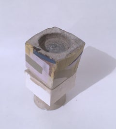 Sculpture Votive Cube en couches superposées (sable), pastel, géométrique, terreuse, bougeoir