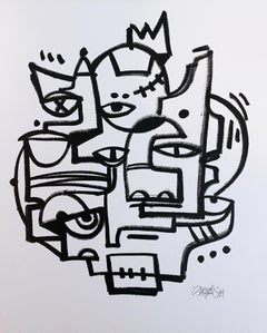 Thousand Yard Stare by street artist Duel RIS, abstract black & white drawing