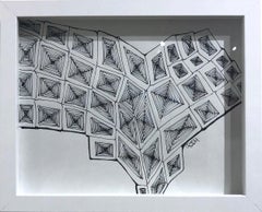 Maelstrom Zeichnung 2, Schwarz-Weiß-Tinte auf Papier Zeichnung, Geometrische Abstraktion