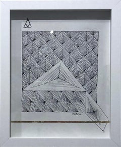 Maelstrom Zeichnung 5, Schwarz-Weiß-Tinte auf Papier Zeichnung, Geometrische Abstraktion