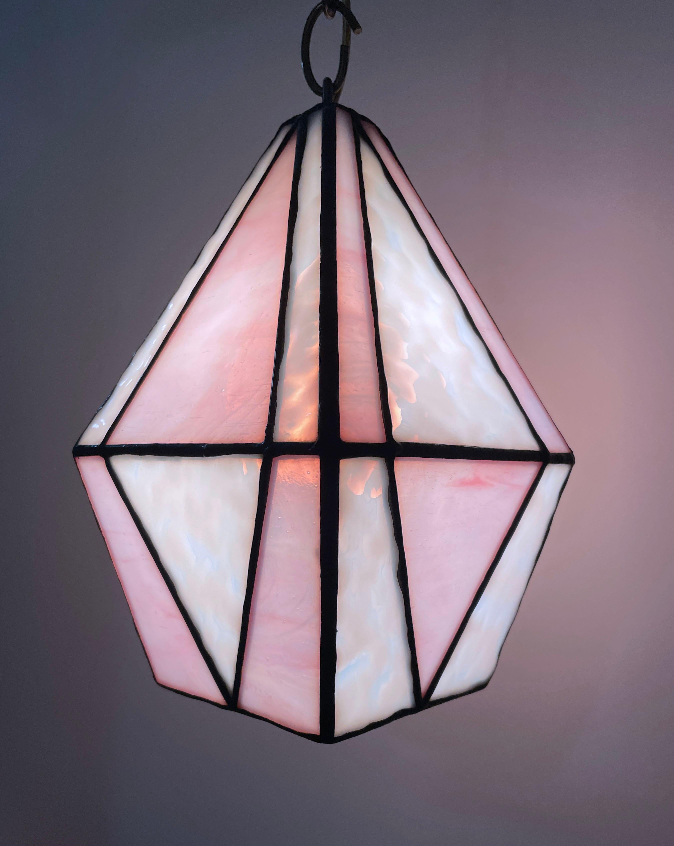 Pink Checkerboard Lantern For Sale 1