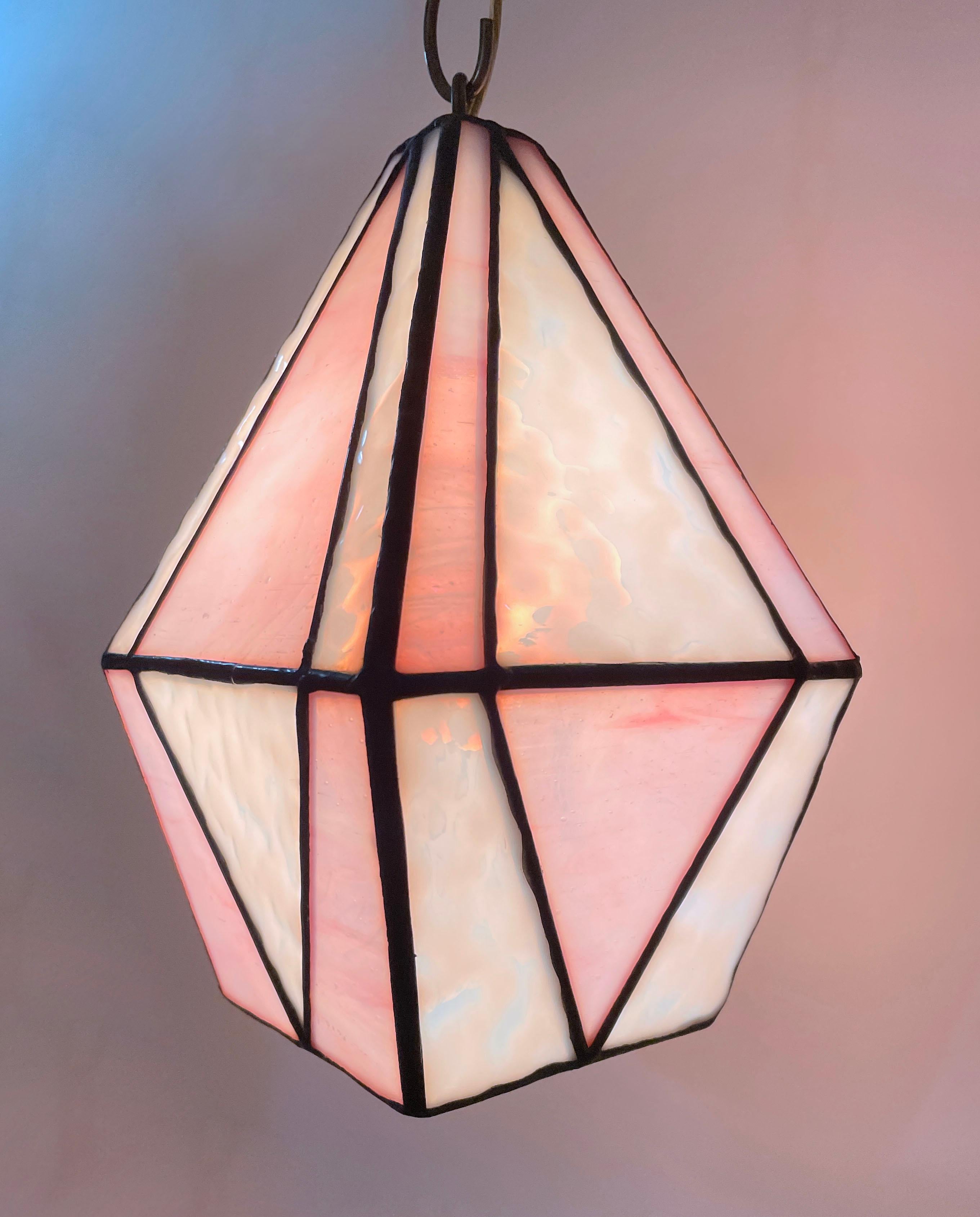 Pink Checkerboard Lantern For Sale 2
