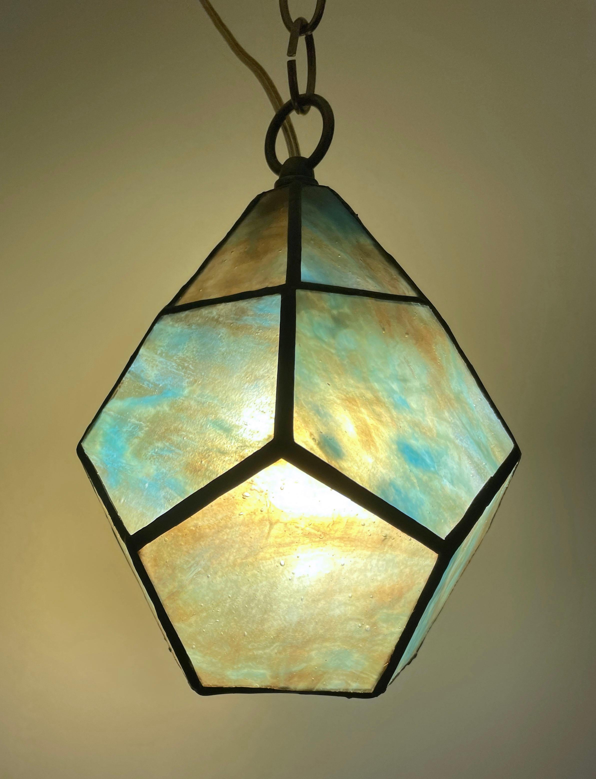 Pentagonal Globe Lantern - Brown Abstract Sculpture by TF Dutchman