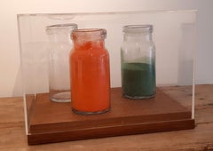 Vintage Colored jars - Sculpture in wood and crystal, edition of 6 by Jordi Alcaraz