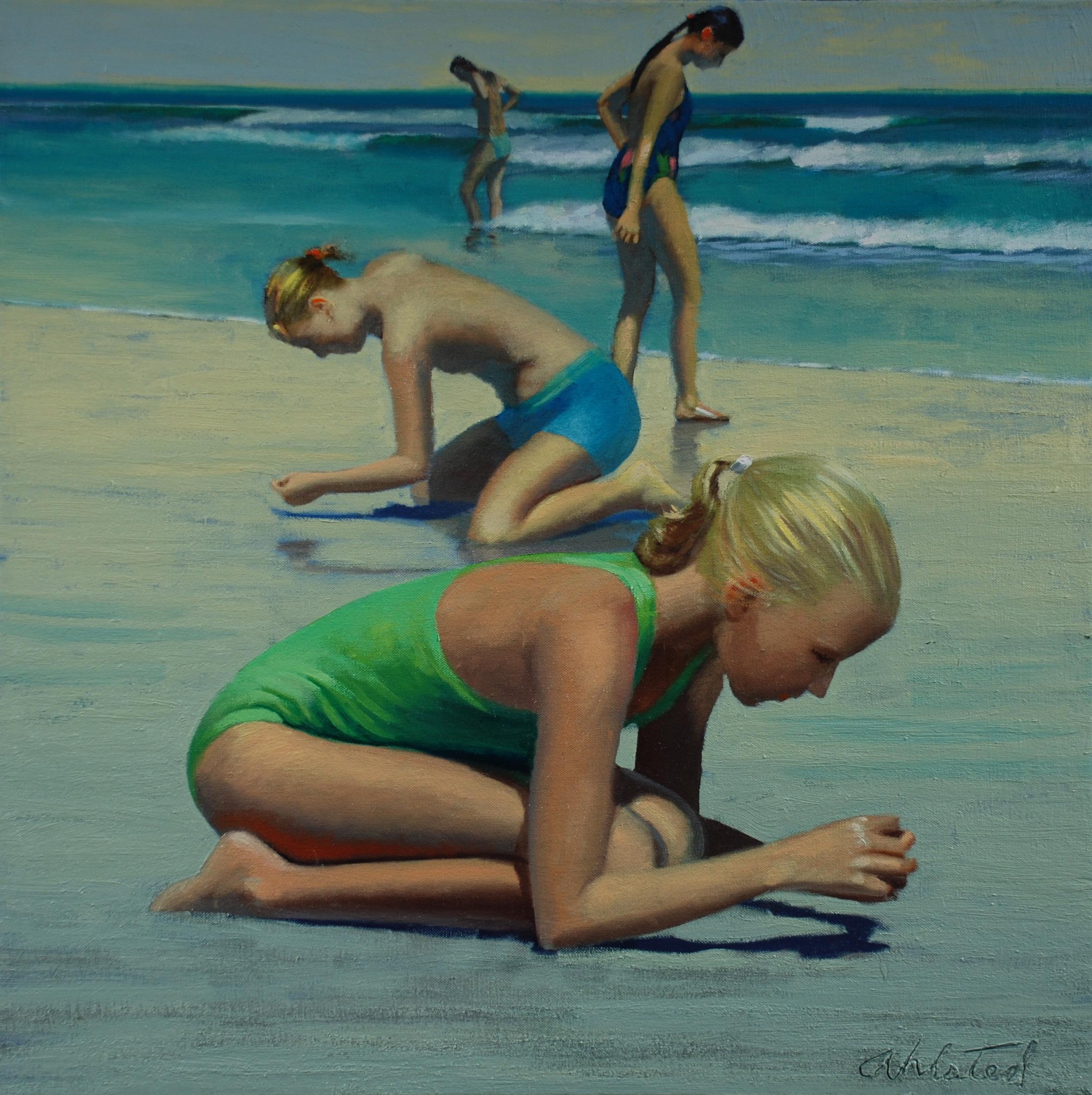 David Ahlsted
“ When the Tide is Low “
Oil on Canvas
 24 x 24”
Retail $ 2,400.00.

David Ahlsted is an American artist known for his paintings of the Jersey Shore, industrial landscapes, and large scale still-life works. His work is described as