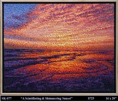 "A Scintillating Sunset"  Eddie Mitchell  Impressionism Seascape "in Stock"