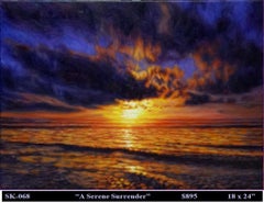 "A Serene Surrender"  Impressionism Beach Sunset Eddie Mitchell Monet like