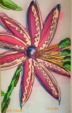 “Starburst oriental lily”  Acrylic spray paint on canvas Abstract