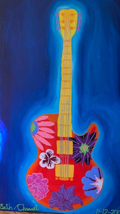 "Electric Guitar with Vibrant Flowers" , 11/12/2012.  Acrylic  