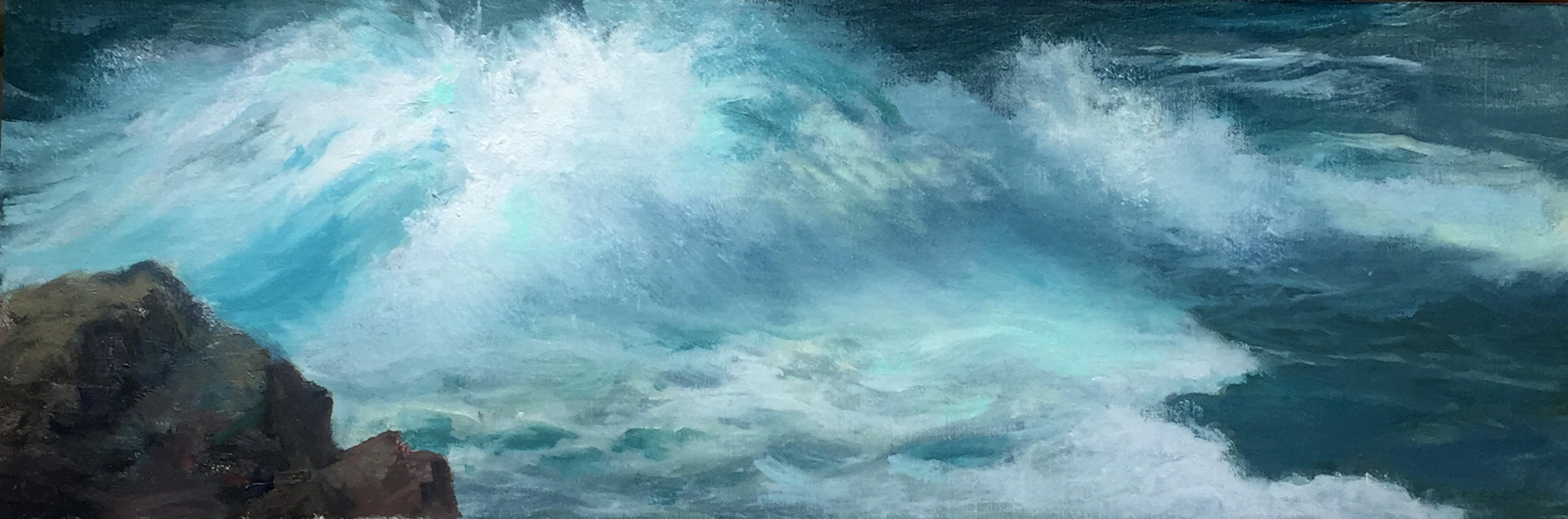 Cross Currents, Seascape, Ocean Waves Caribbean Blue – Art von Grace Schlesier