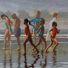 “ Sea Breeze"  David Ahlsted  Beach scene Oil on Gessoed paper, Paper size 