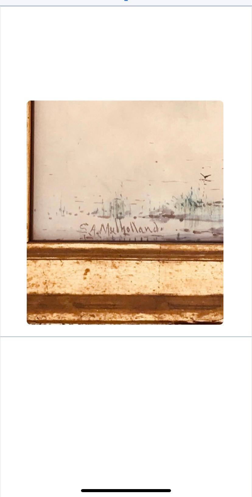 (Fischboote) Samuel Mulholland (Franklin Rockefeller Familie) WC & Öl 5.000 – Painting von Samuel A. Mulholland
