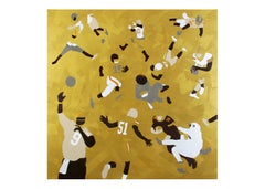  “Snap, Crackle”   Football Oil on canvas w luminescent Gold paint 48”x48”
