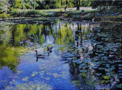 "Water Lily 2"  Eddie Mitchell, Oil on Canvas,  $875 Impressionism