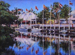 "Bright and Beautiful Banners"   Boats Key West 18" x 24"  Oil on Canvas
