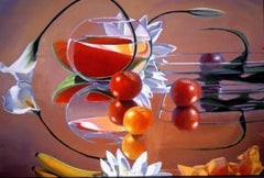 “ Fruit & Flowers"  David Ahlstedt, Contemporary Still life Lilies and fruit,