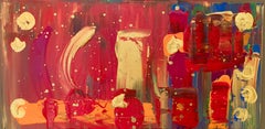 "Paint The Town"  Abstract Acrylic Painting  Red Gold