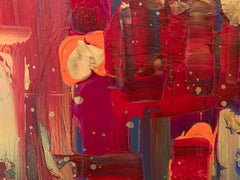 "Paint The Town"  Abstract Acrylic Painting  Red Gold