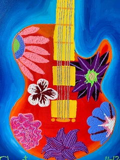 "Electric Guitar with Vibrant Flowers" , 11/12/2012.  Acrylic