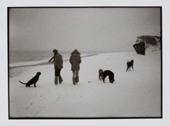 Hideoki, Black & White Photography, Play in Wintry Beach, Montauk, 1970