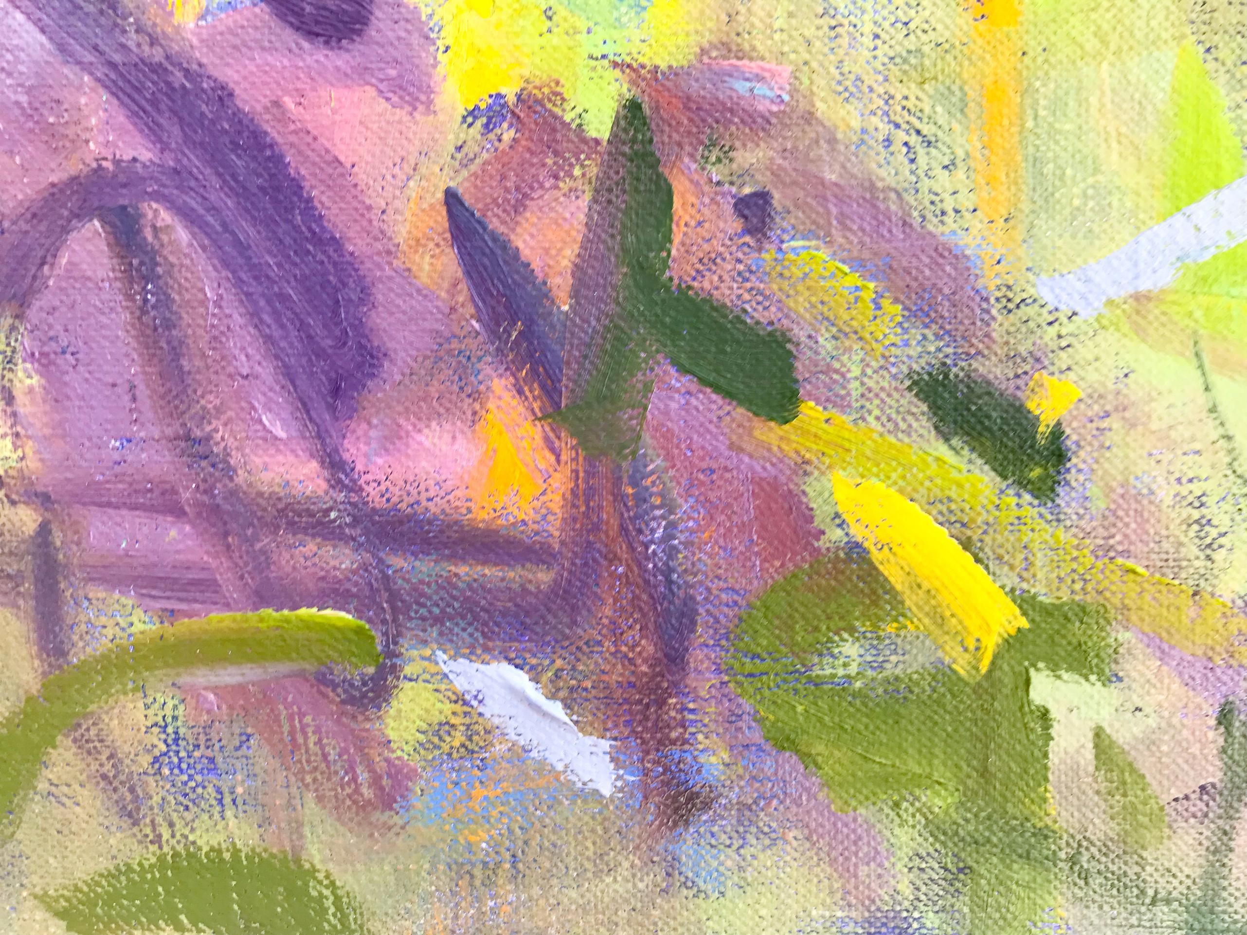 Pink Hill, Mountain - Gray Abstract Painting by Priscilla Whitlock