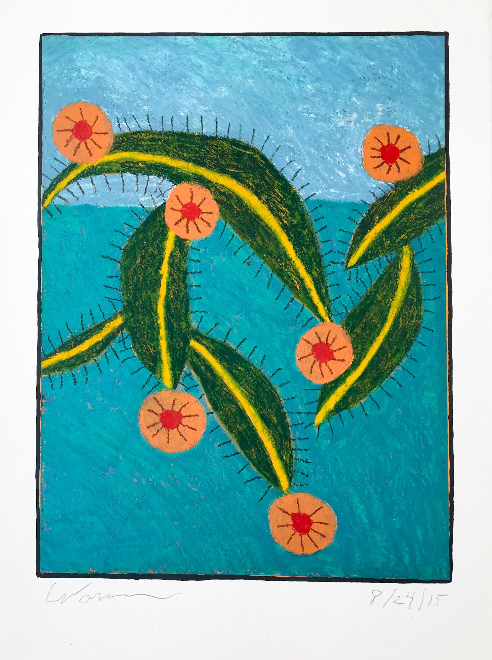 Skyline Drive Wildflowers and Cacti - Mixed Media Art by Russ Warren