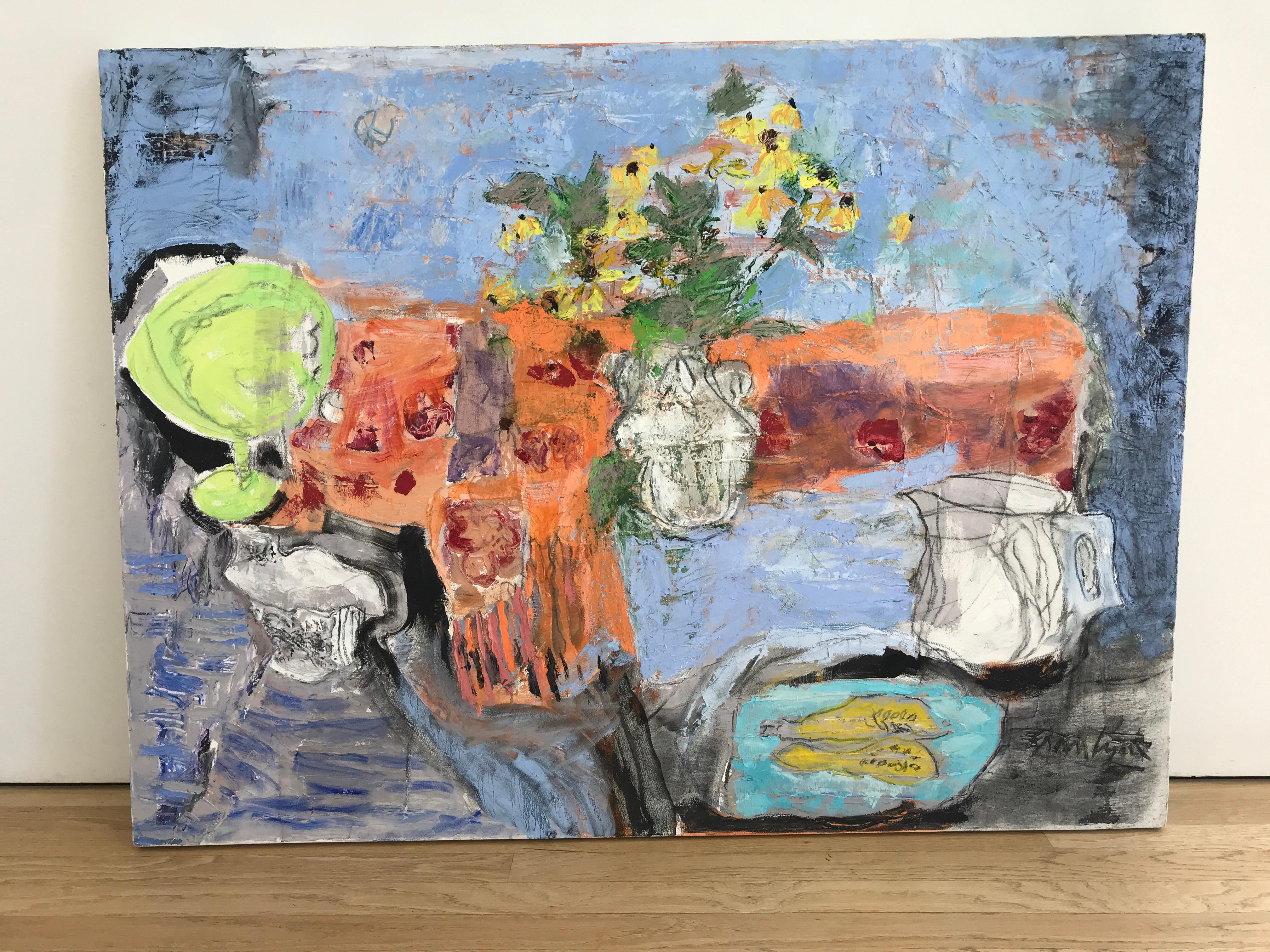 Still life with Compote - Painting by Anne Lyne