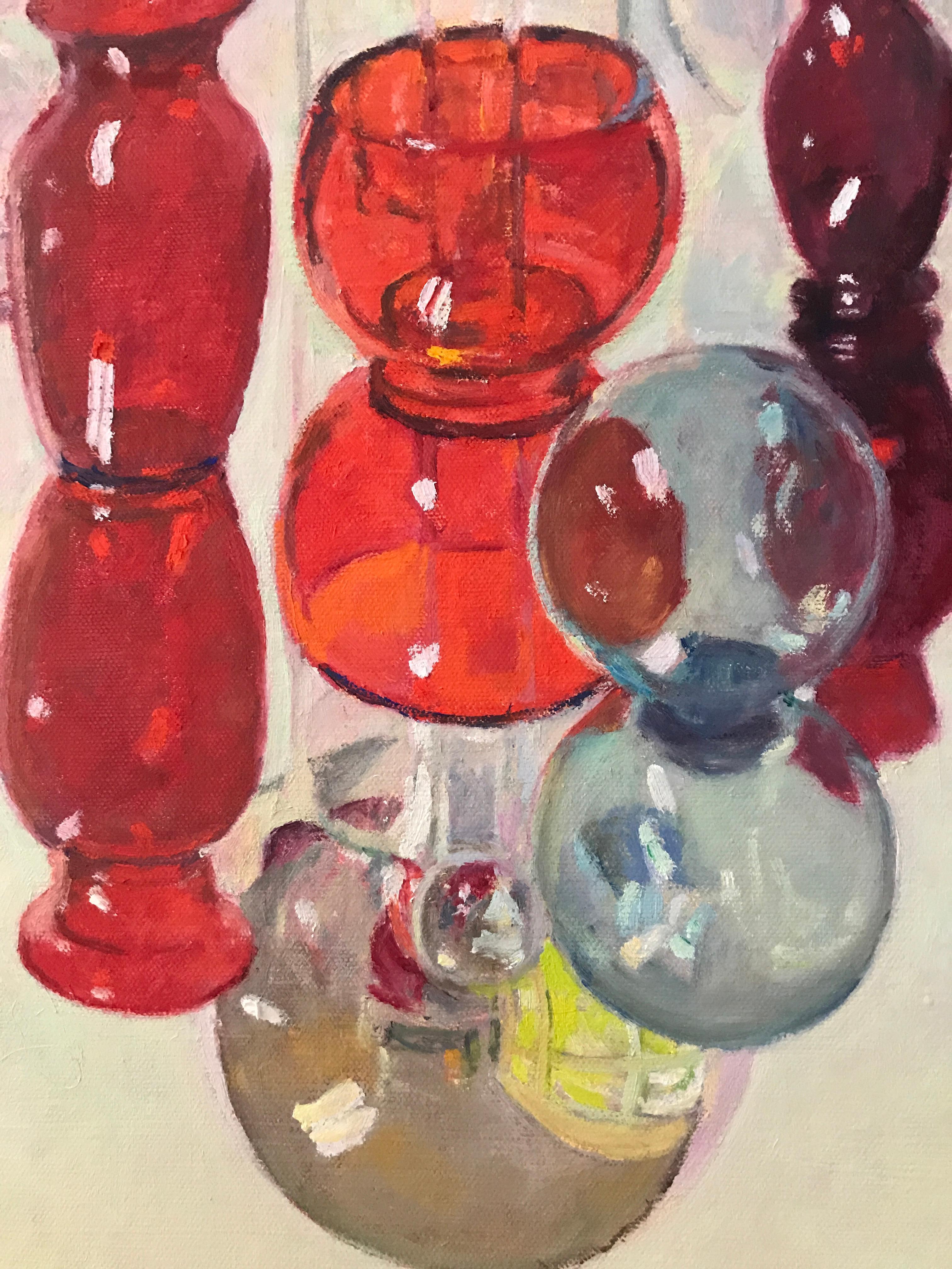 Happy Still Life (Red Standing) - Painting by David Summers