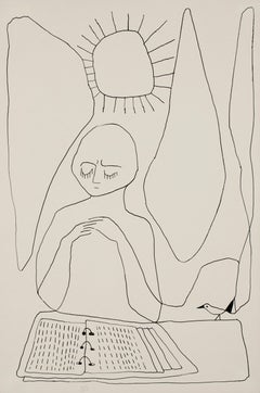 Angel with Notebook and Bird