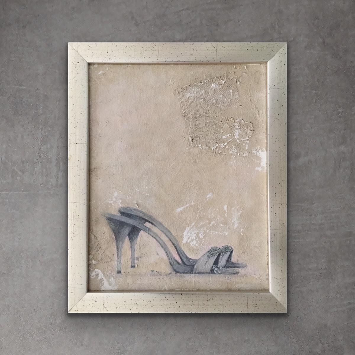  Abend Schuhe (11.4" x 9,4" - Neutral, Blush, gerahmtes Gemälde, Feminine Art)