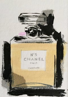 Homage to Chanel No. 5 -  #1 ( 4" x 5.8", Black, White, Yellow, Pink))