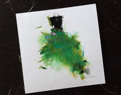 I Went To A Garden Party - (6.5" x 6.5", Green, Black Dress, Artwork On Paper)