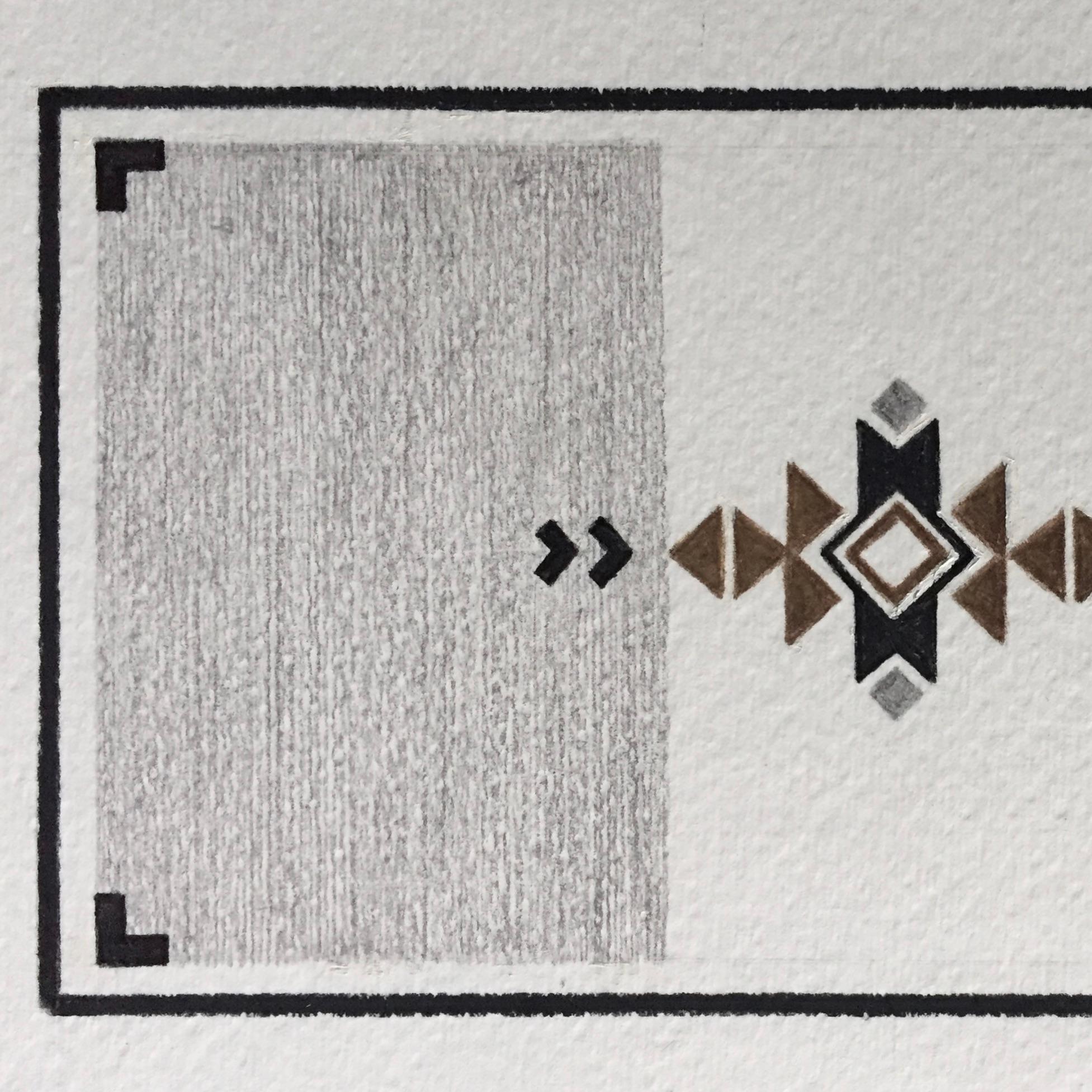 Magic Carpet Ride 4 (Navajo Inspired, Geometric Design, Black and White Artwork) For Sale 3
