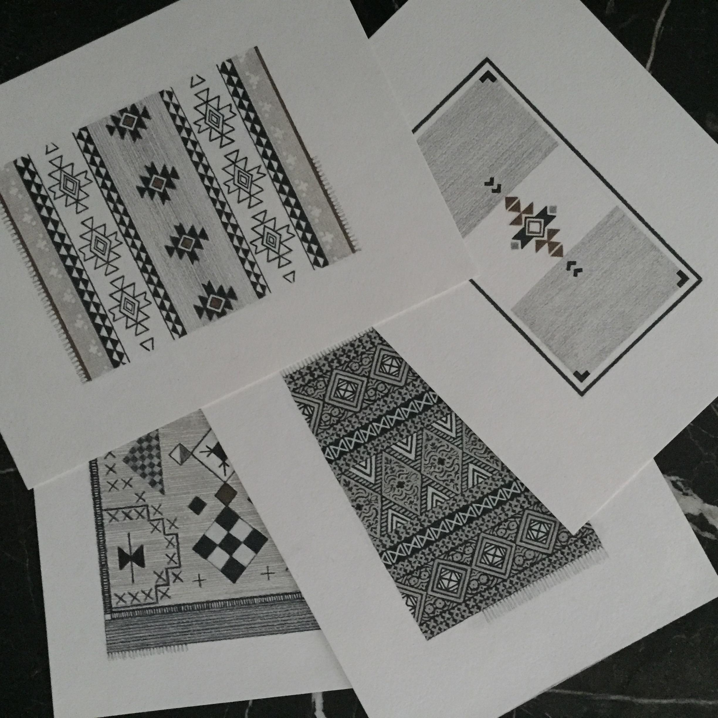Magic Carpet Ride 4 (Navajo Inspired, Geometric Design, Black and White Artwork) For Sale 7