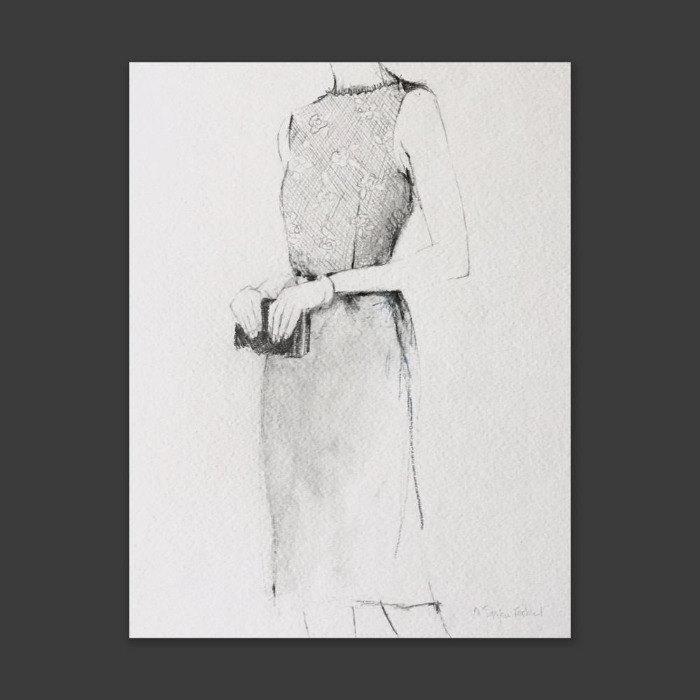 It's All In The Bag #4, 8 "x10", Obra de arte original en papel, Lápiz, Moda