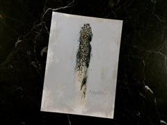 El vestidor #4, 5 "x7", Obra de arte en papel, Pintura de vestido con estampado de leopardo