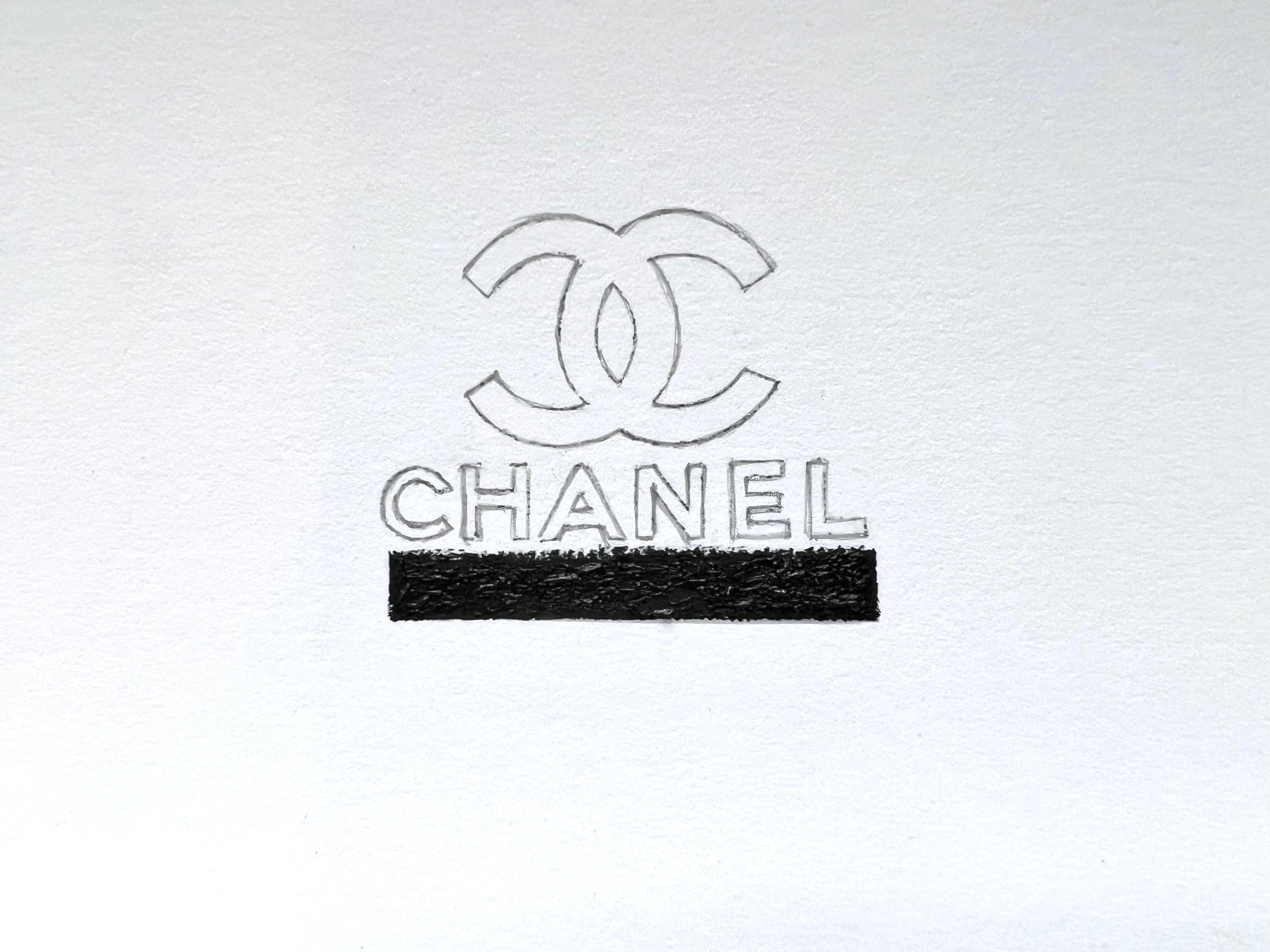 Homage to the iconic Chanel logo. This pencil rendering underlined with black textured paint makes for a minimalistic outcome. With focus on simple composition, this artwork is done on archival, acid free, cold press paper. Small art has a lot to