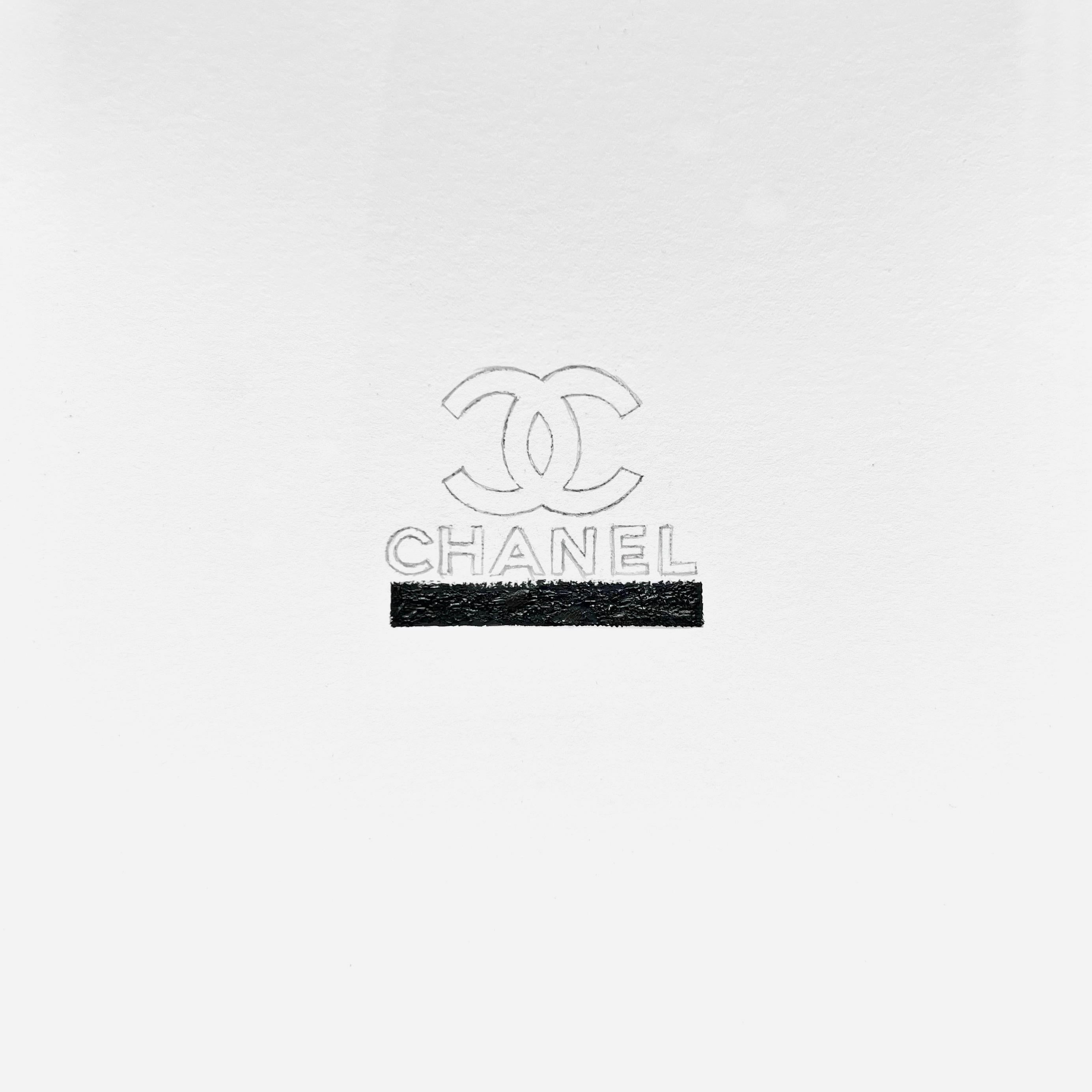 Andrea Stajan-Ferkul Still-Life - Only Chanel - 6"x6", Artwork On Paper, Pencil Logo, Black and White 