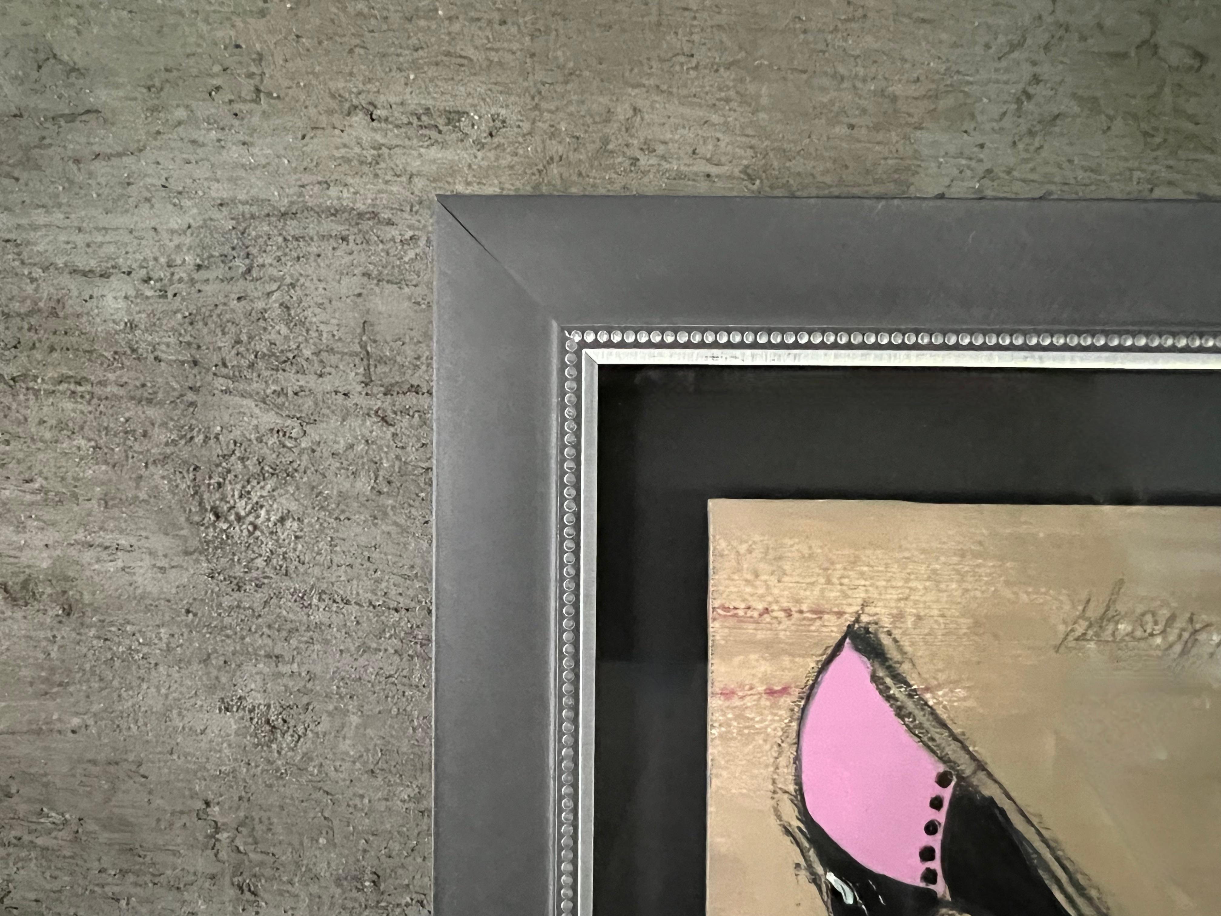 I Love Shoes - 1 - (8.25”x9.25”, Framed Black And Pink Shoe, Original Artwork) For Sale 4
