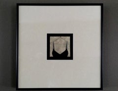 Evening Attire #2, Original Art, Framed, Black White Beige, Christmas Gift Idea