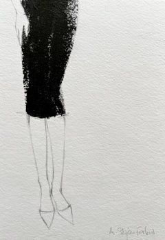 Pencil Skirt - 6.5"x8.5", Original Artwork On Paper, Black And White, Fashion