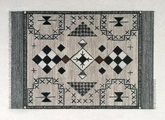Magic Carpet Ride 3 - 9 "x12" Arte originale, motivo geometrico, Black White Brown