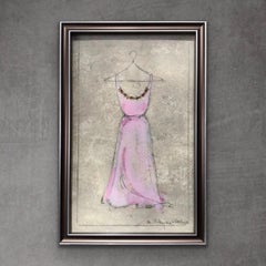 Pretty In Pink - Three Original Artworks, Framed, 5.75" x 8.5", Dress Paintings