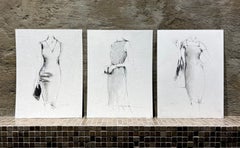 Todo Está En La Bolsa, 3 Obras Originales En Papel, 8 "x10" Cada Una, Mujeres Figurativas