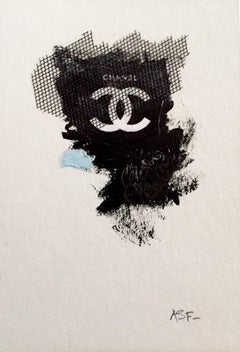 Homage to Chanel - 4" x 6", Original Artwork, Black And White, Abstract Style
