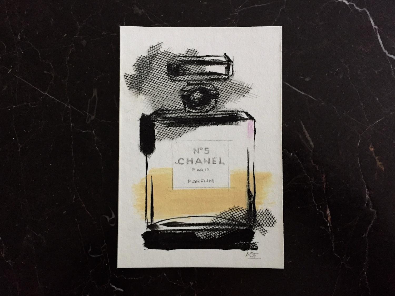 Homage to Chanel - 2 - (4" x 5.8", Black And White, Chanel Art)