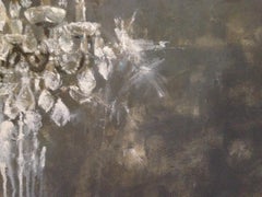 Enlightened - 24"x30", Kronleuchtergemälde, Stillleben, Grau, Weiß, Licht